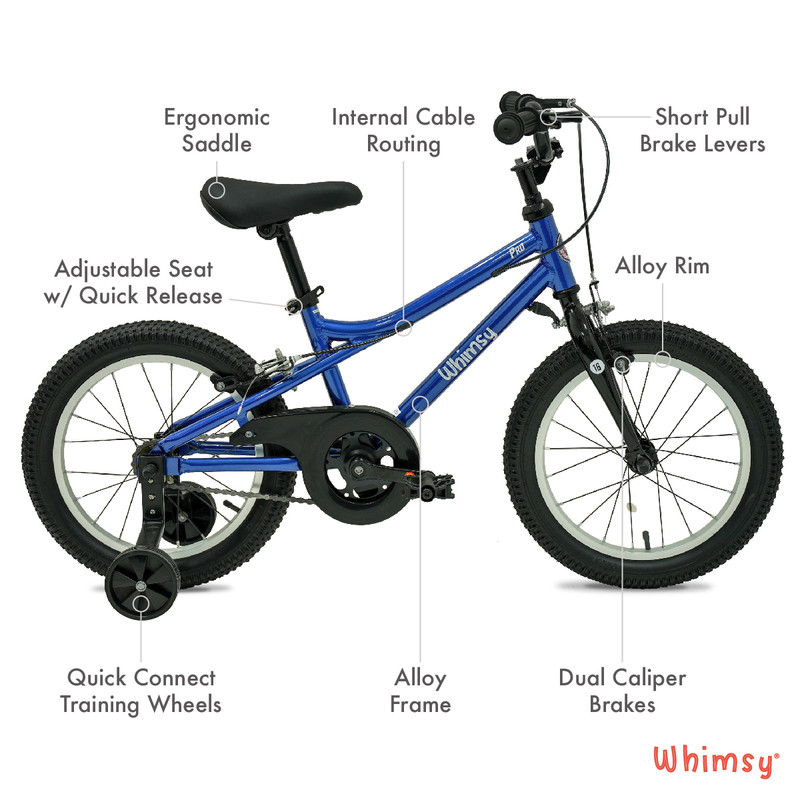 Whimsy Wheels - Pro Aluminum Kids Bicycle - 16 Inch - Blue