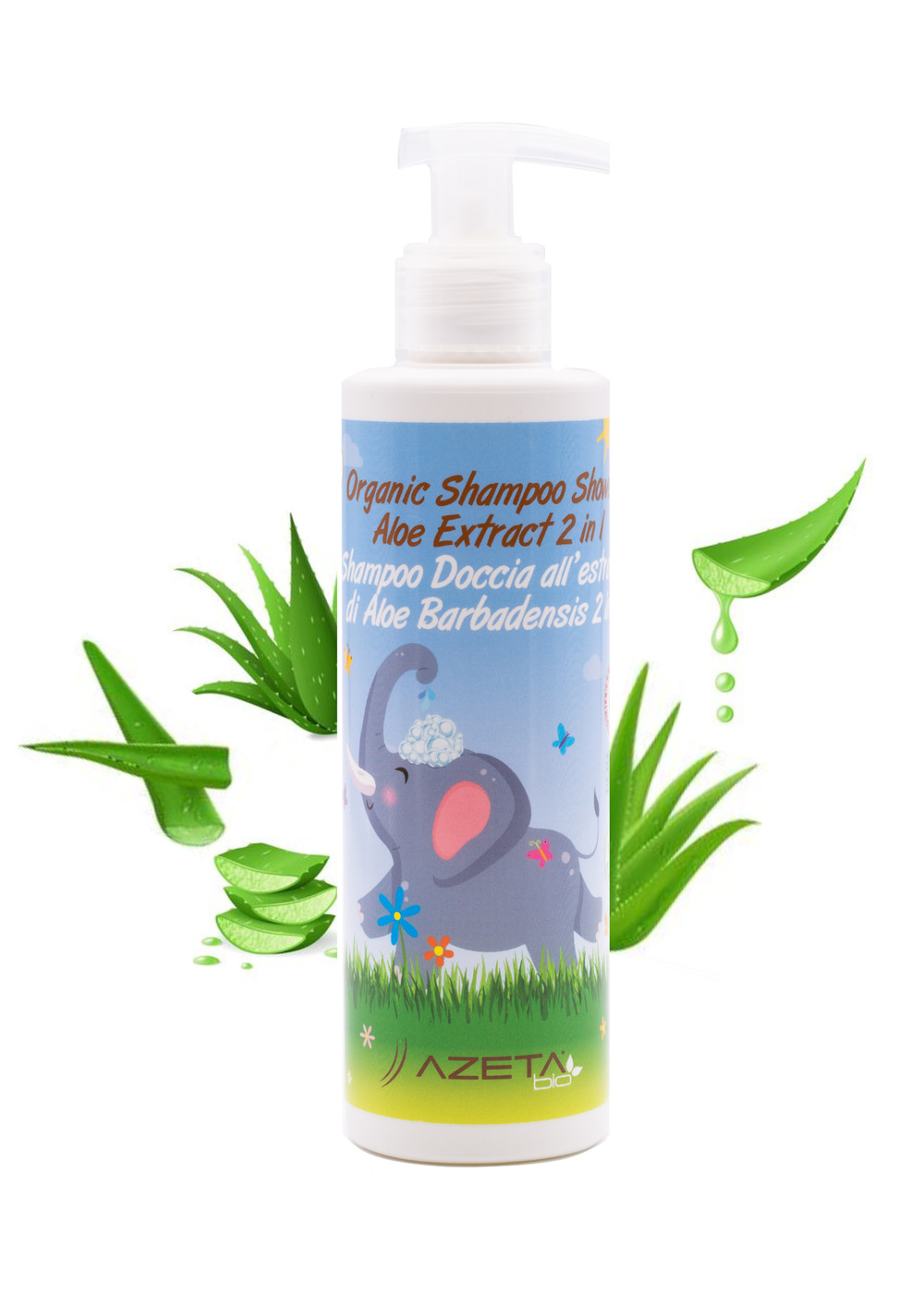 Azeta - 2-in-1 Bio Organic Shampoo And Shower Gel With Aloe Extract - 200 ml