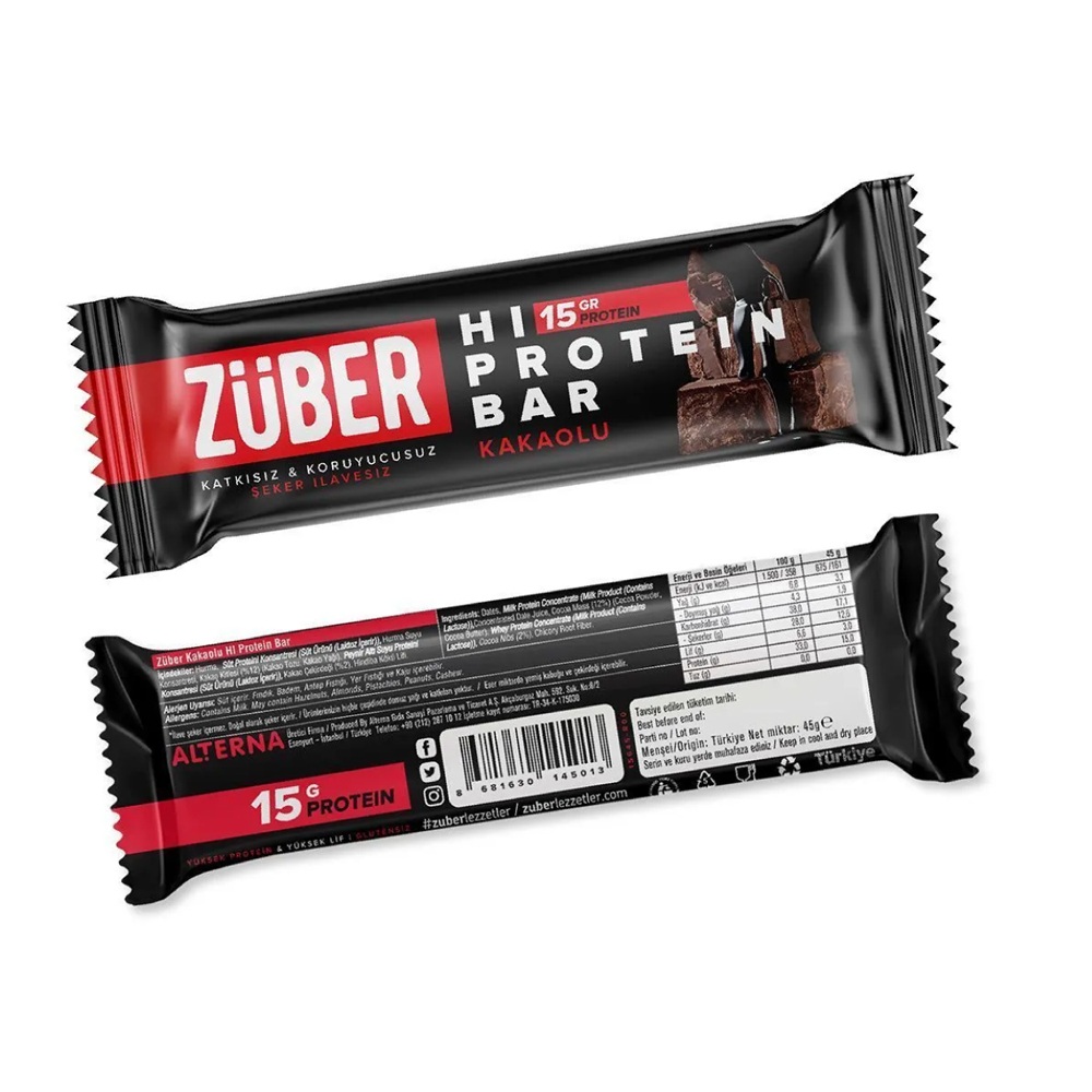 Zuber - Cocoa Hi-Protein Bar - 45 gm