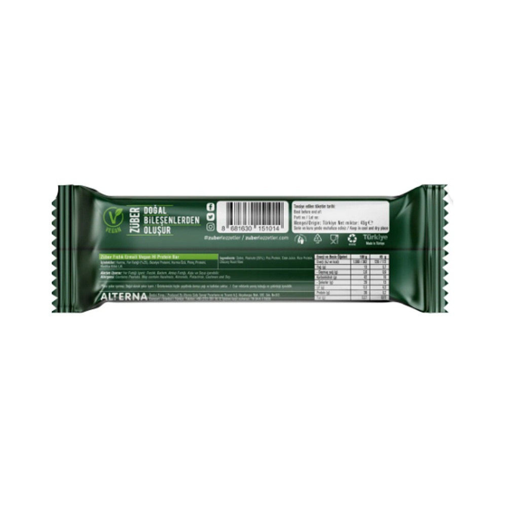 Zuber - Vegan Hi-Protein Bar - 45 gm