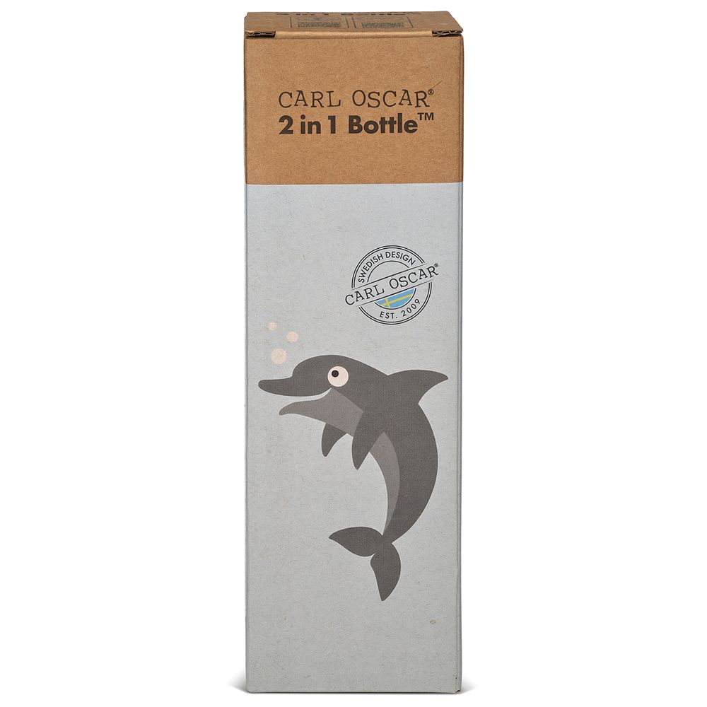 Carl Oscar - 2-In-1 Kids Water Bottle - Blue Dolphin - 300 ml