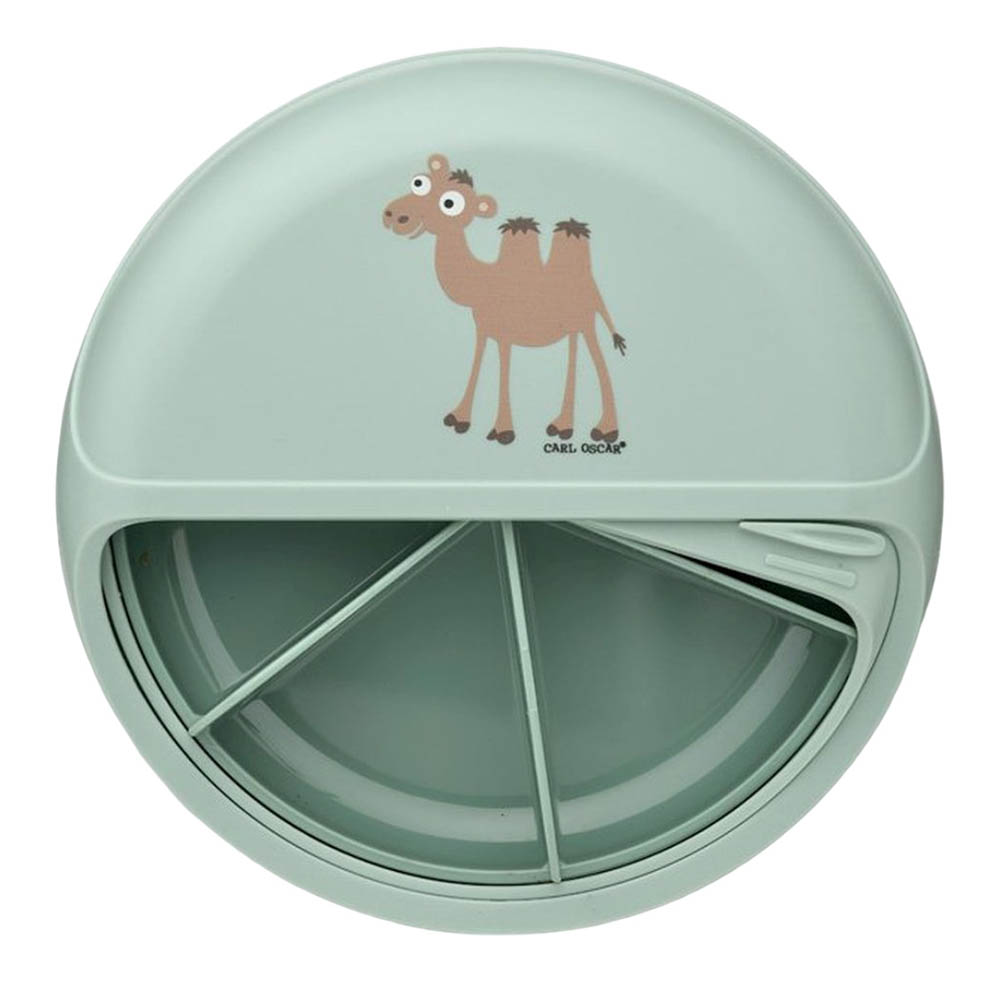 Carl Oscar - Kids 5 Rotatable Compartment Snack Disc Box - Green Camel