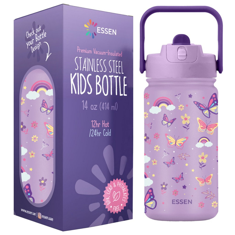 Essen - Stainless Steel Water Bottle - Butterfly - 414ml