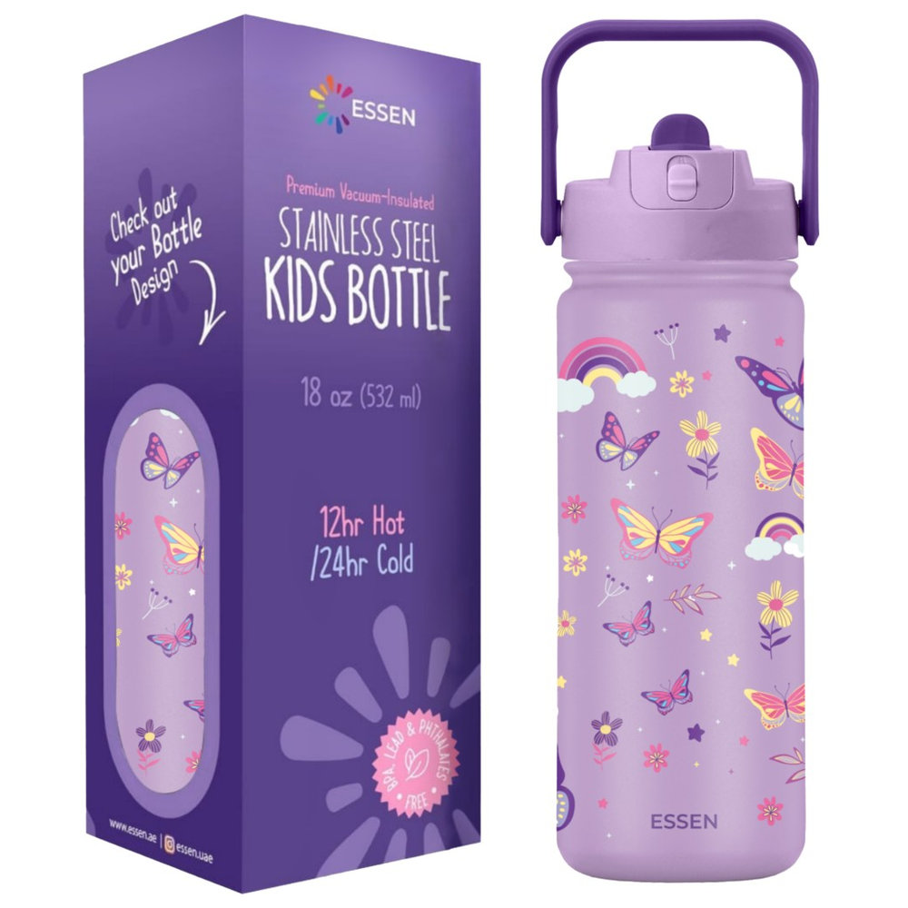 Essen - Stainless Steel Water Bottle - Butterfly - 532ml