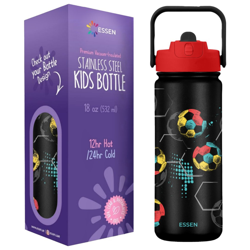 Essen - Stainless Steel Water Bottle - Football - 532ml