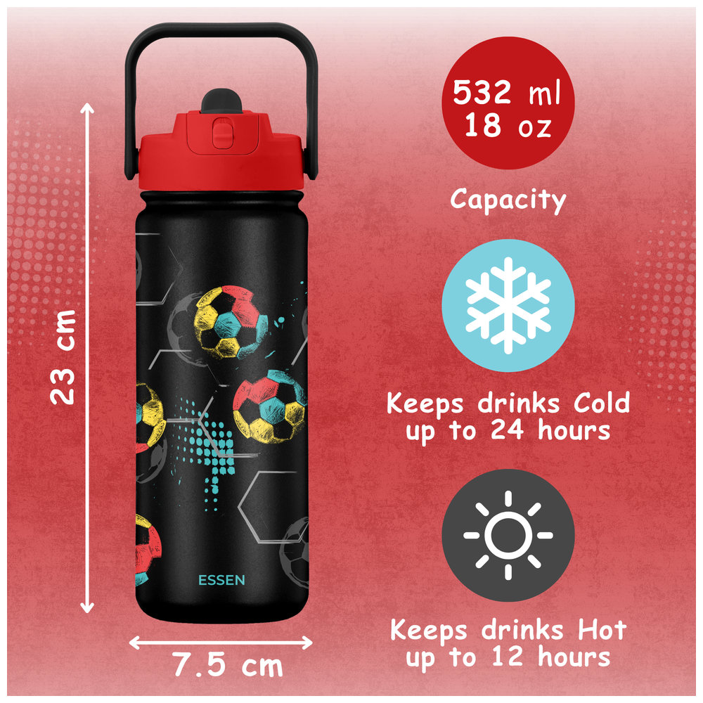 Essen - Stainless Steel Water Bottle - Football - 532ml