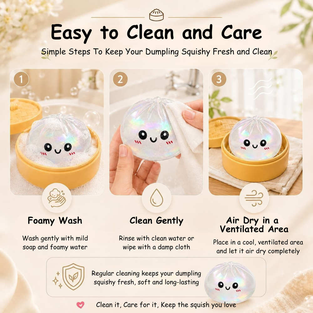 Essen - Squishy Dumpling Fidget Toy - Color May Vary - 1 Pc