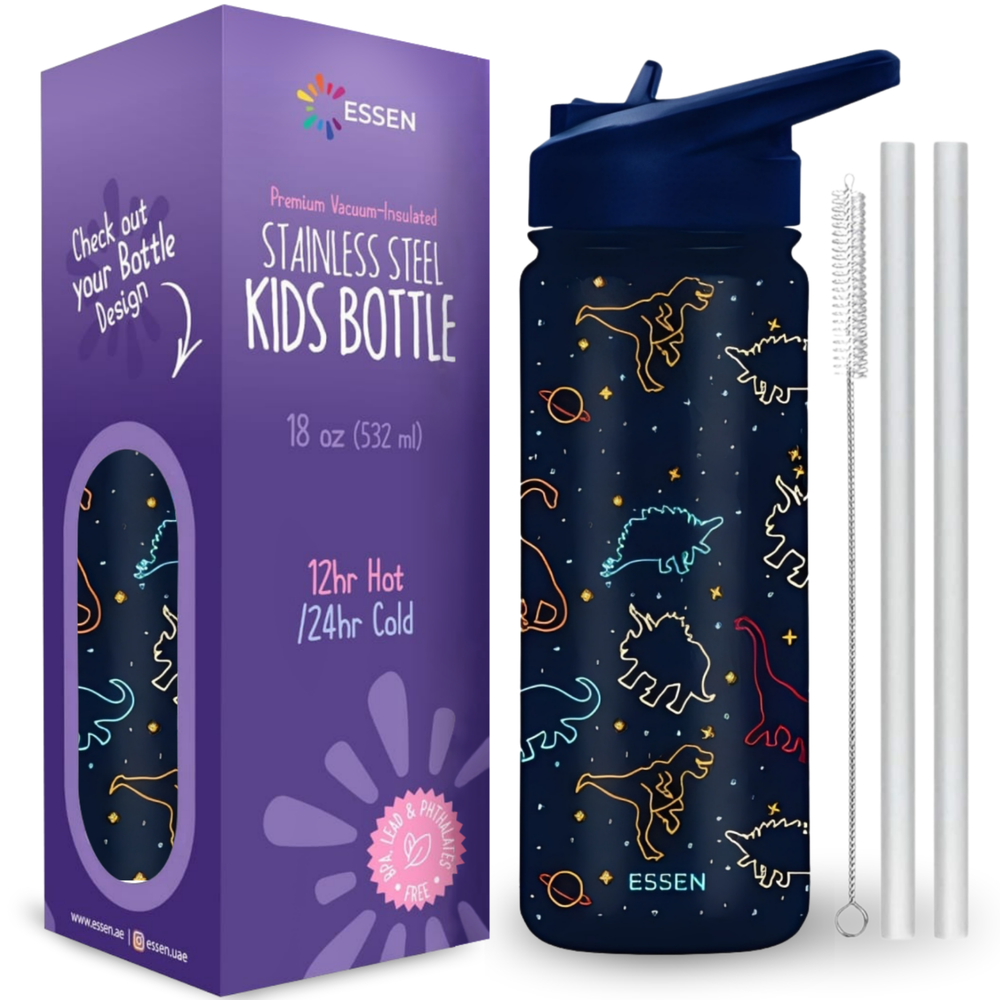 Essen - Vacuum-Insulated Stainless Steel Water Bottle - Dinosaur - 532 ml
