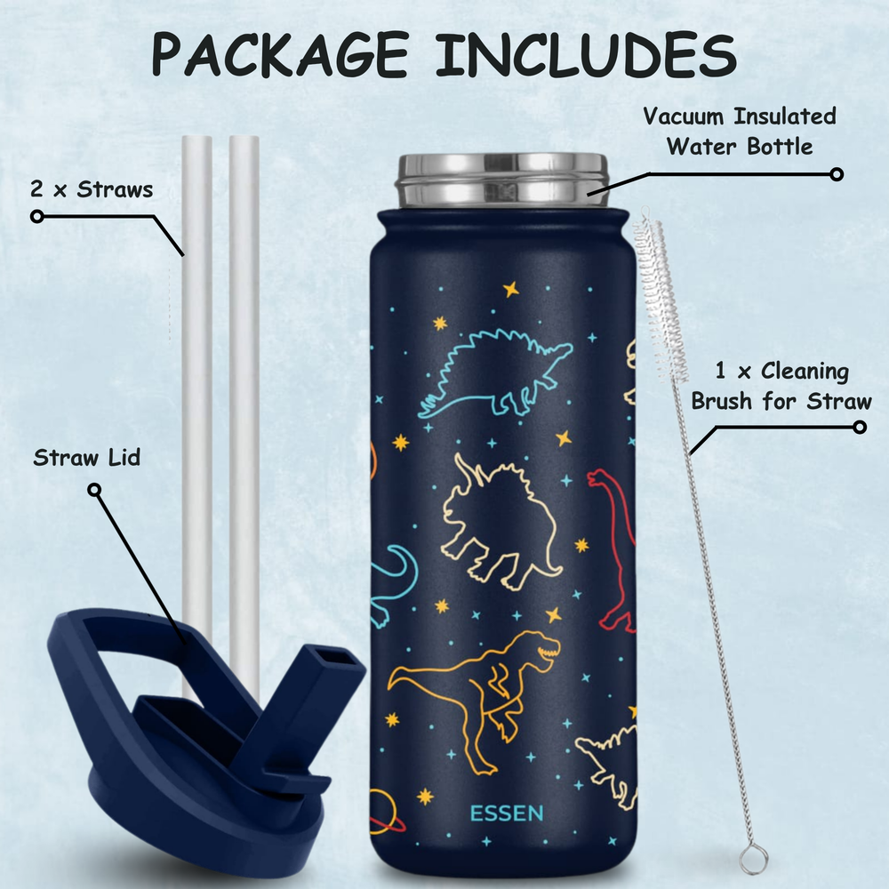 Essen - Vacuum-Insulated Stainless Steel Water Bottle - Dinosaur - 532 ml
