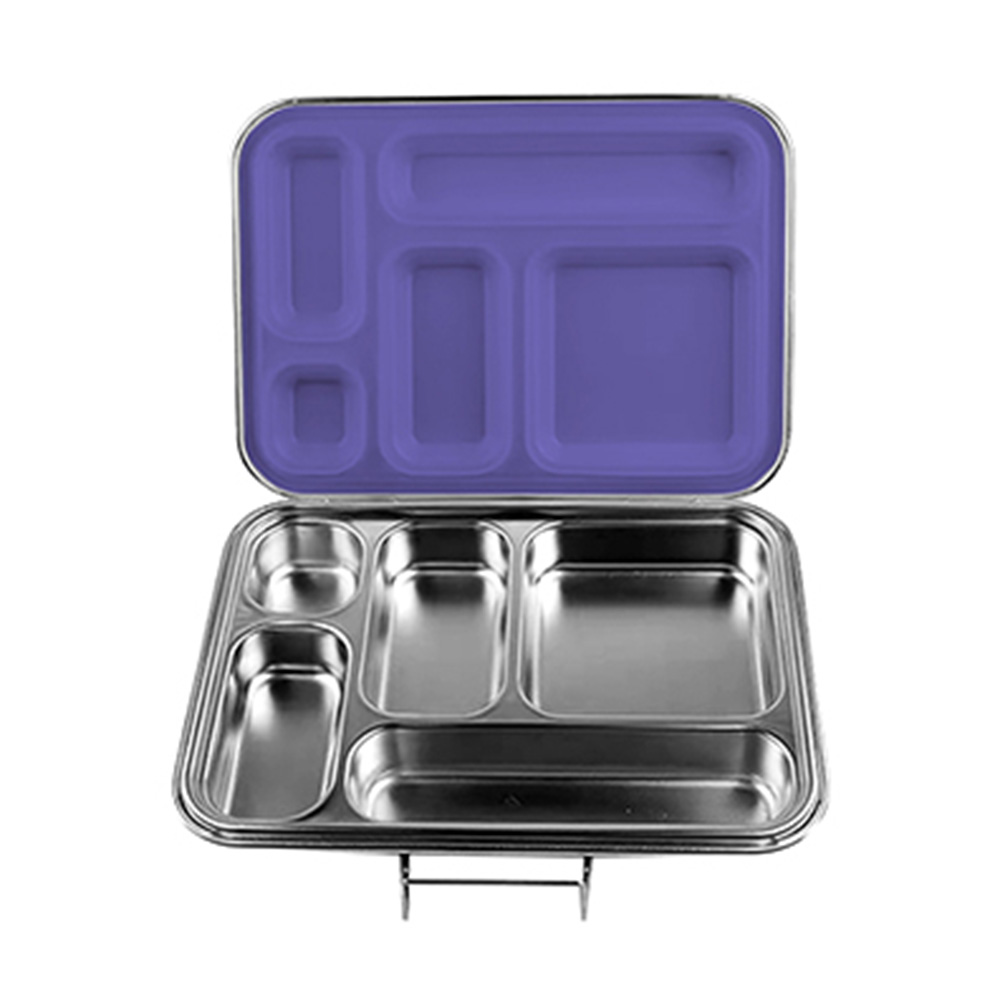 Bonjour - 5 Compartments Staineless Steel Lunch Box - Purple