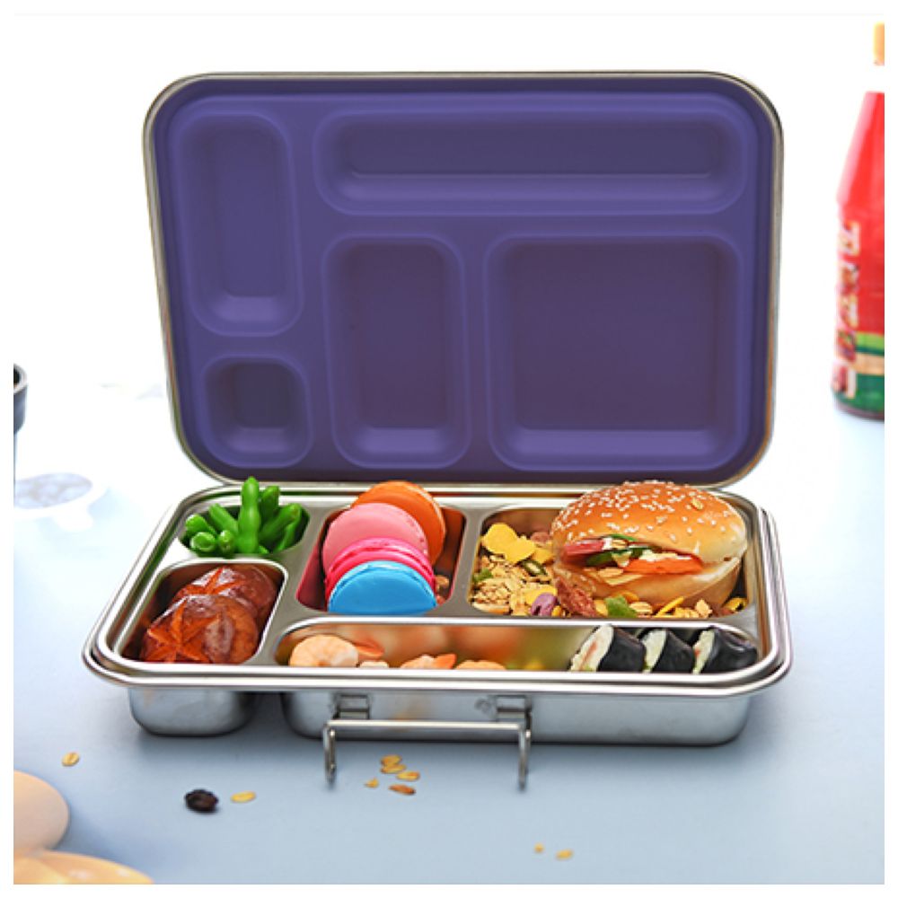 Bonjour - 5 Compartments Staineless Steel Lunch Box - Purple