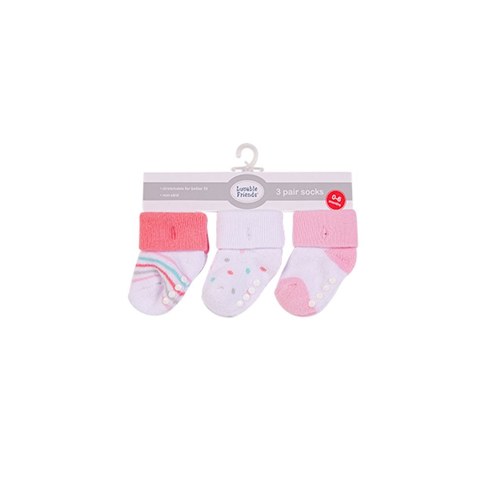 Hudson Childrenswear Cotton Rich Terry Socks Soft - Pink - 3 Pcs