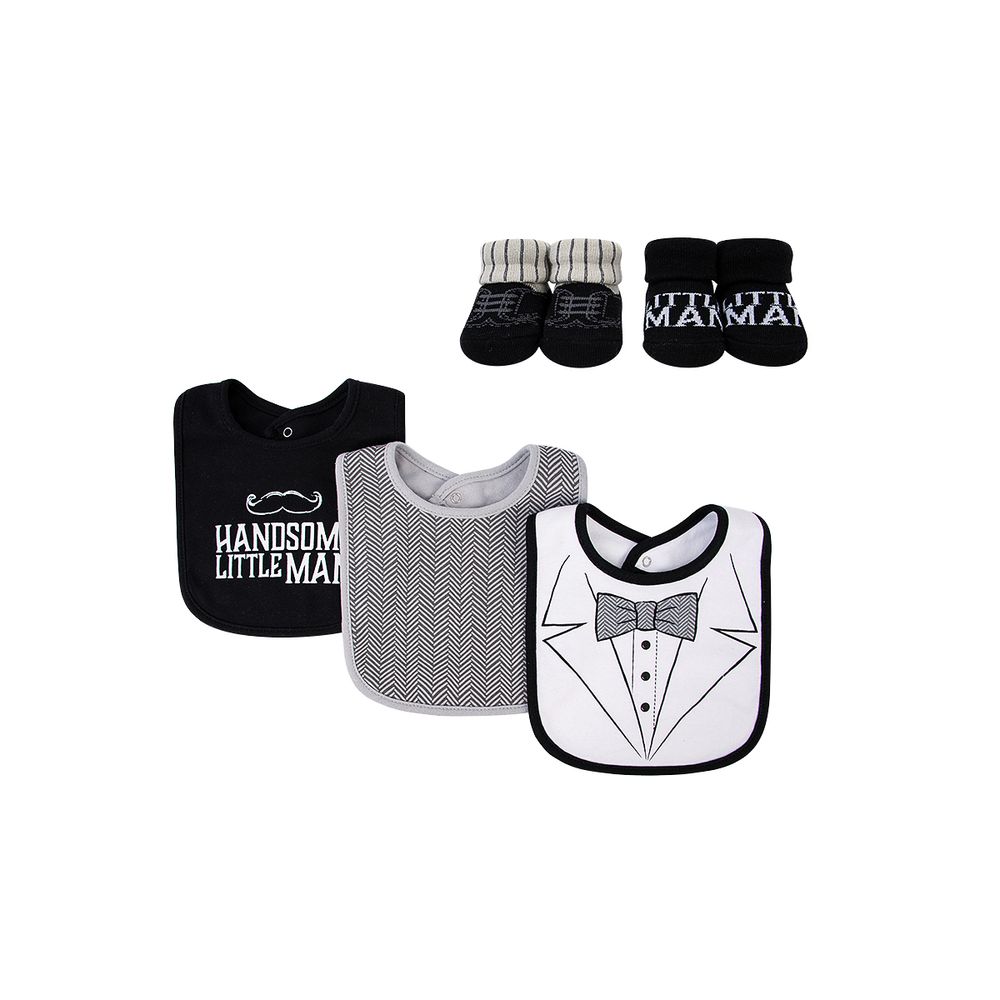 Hudson Childrenswear Set Drooler Bibs and Booties Little Gentleman - 5 Pcs