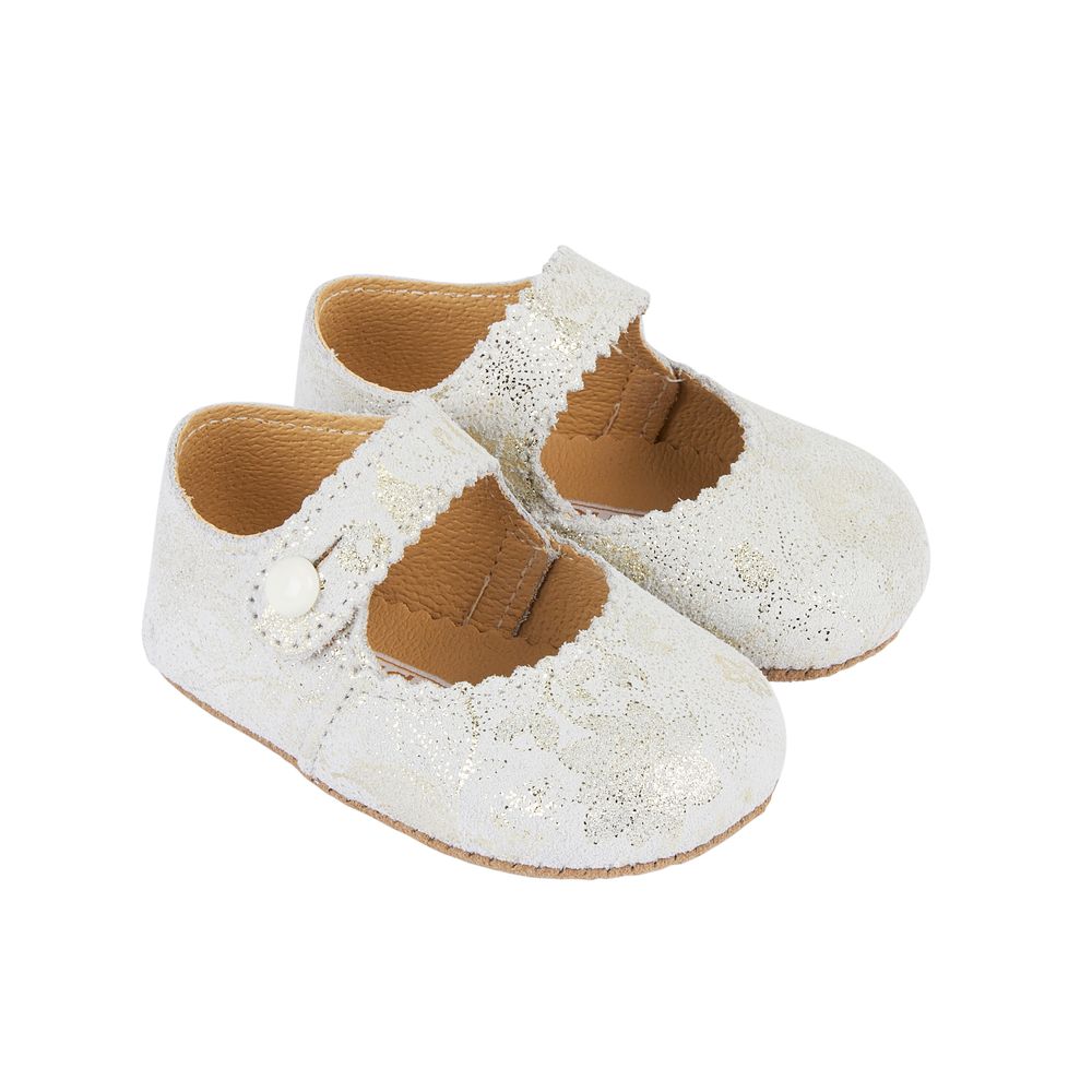 Early Days - Emma Floral Pre-Walker Shoes - Ivory & Gold
