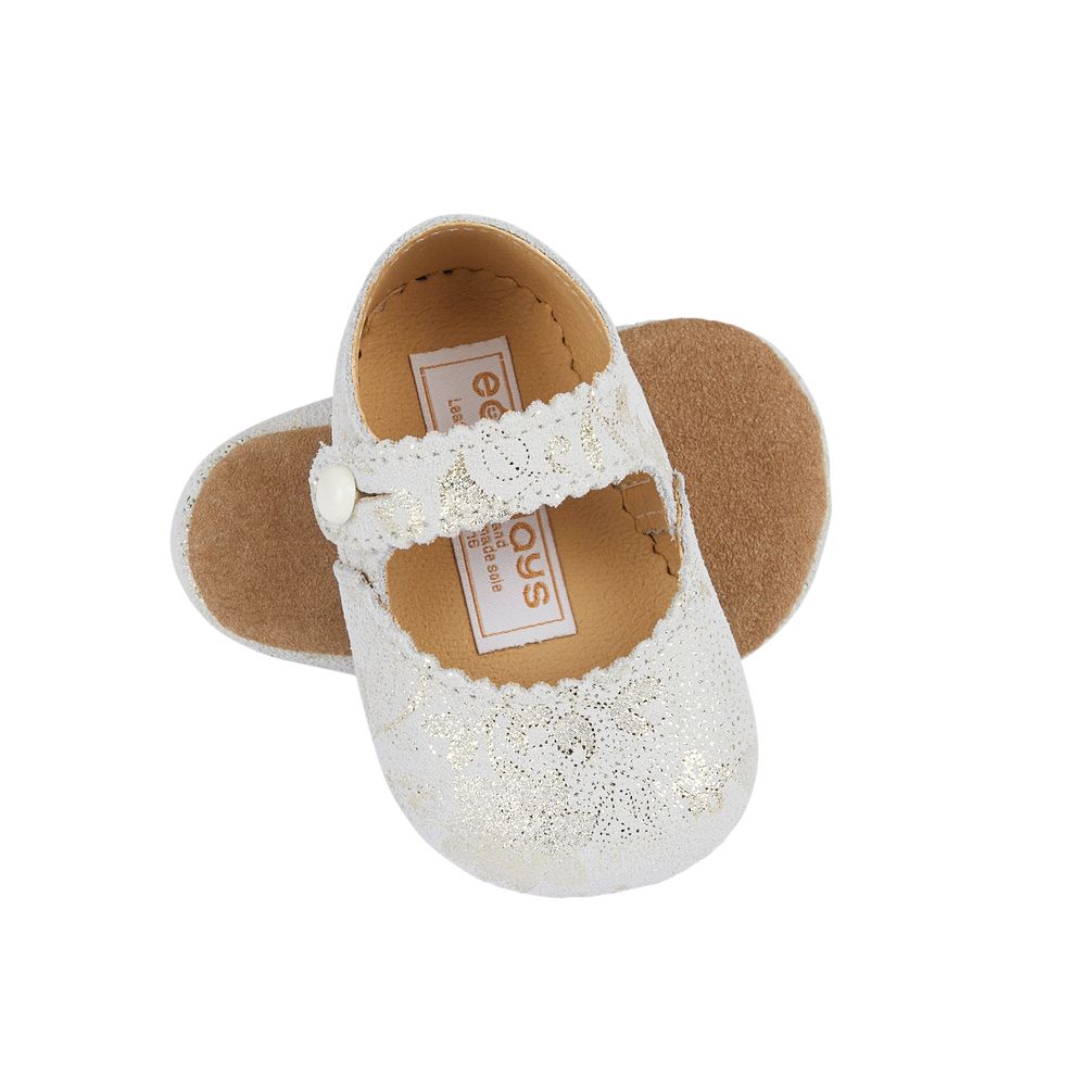 Early Days - Emma Floral Pre-Walker Shoes - Ivory & Gold