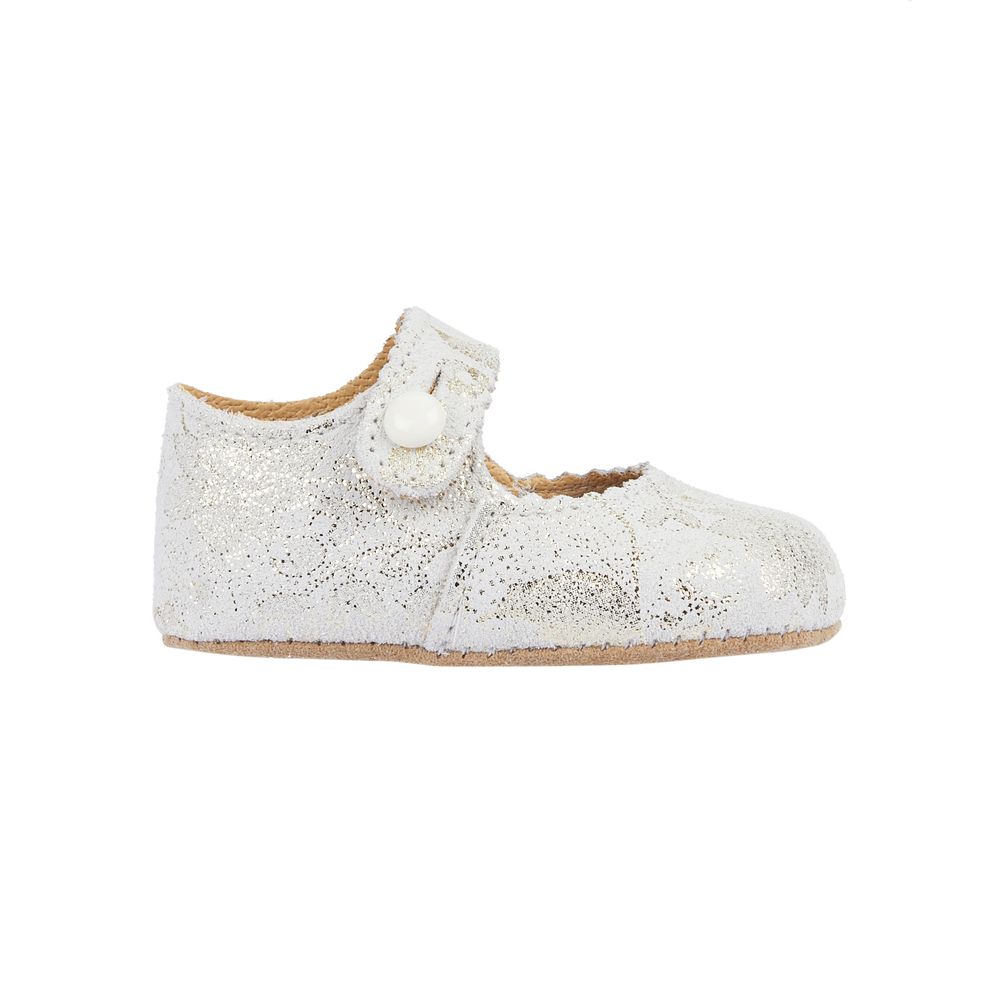 Early Days - Emma Floral Pre-Walker Shoes - Ivory & Gold