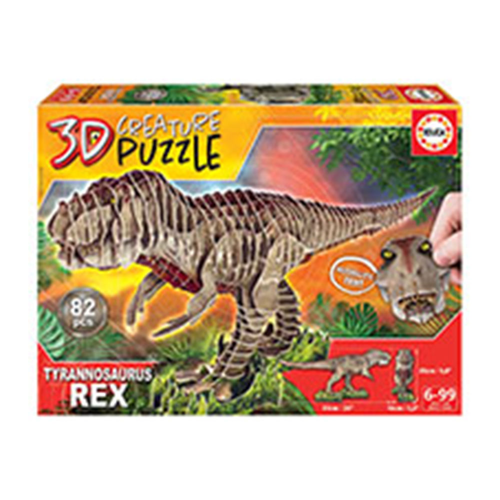 Educa Borras - 3D Creature Puzzle - T-Rex - 82 Pcs