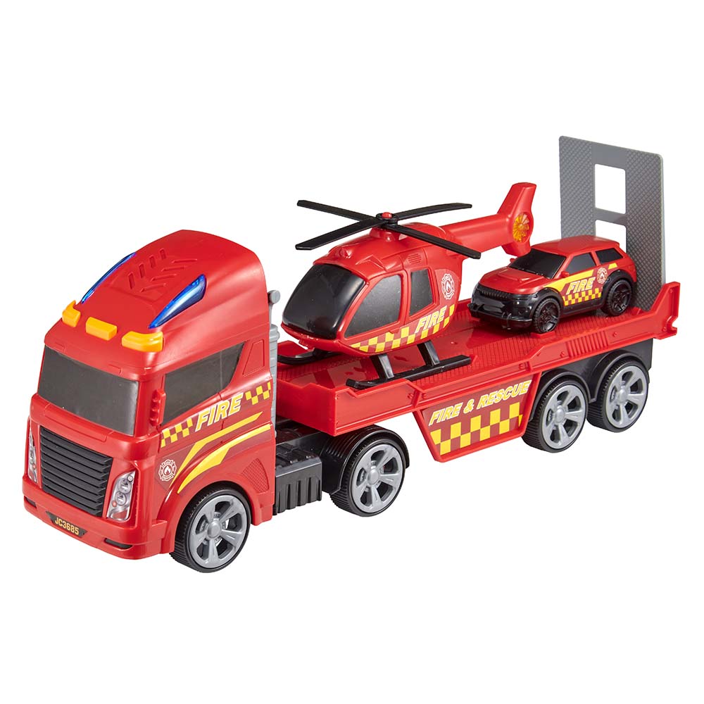 Teamsterz - Fire Transporter Set With Light & Sound - Red - Small - 3 Pcs