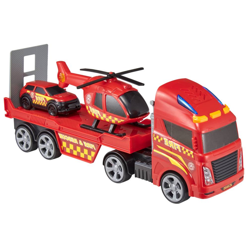 Teamsterz - Fire Transporter Set With Light & Sound - Red - Small - 3 Pcs