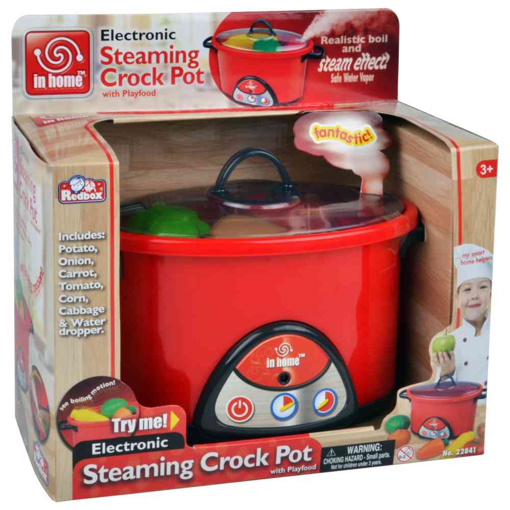 Red Box - Electronic Steaming Crock Pot With Play Food Playset - 8 Pcs