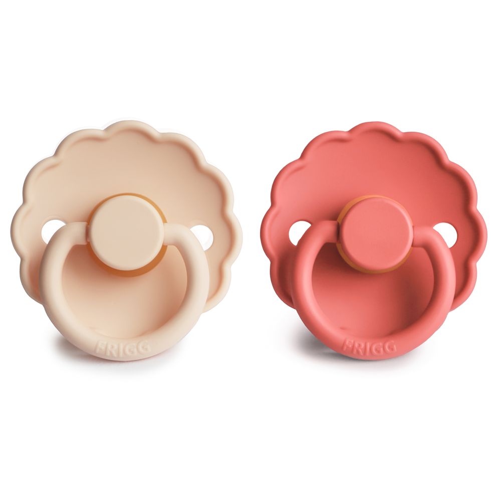 Frigg - Daisy Latex Baby Pacifier 0-6M - 2pcs - Size1 - Pink Cream/Poppy