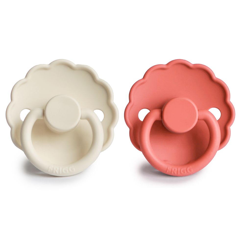 Frigg - Daisy Silicone Baby Pacifier 6-18M - 2pcs - Size2 - Cream/Poppy