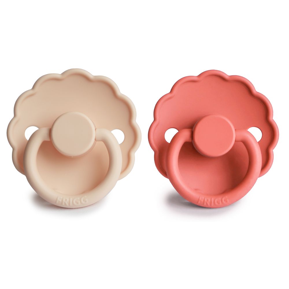 Frigg - Daisy Silicone Baby Pacifier 0-6M - 2pcs - Size1 - Pink Cream/Poppy