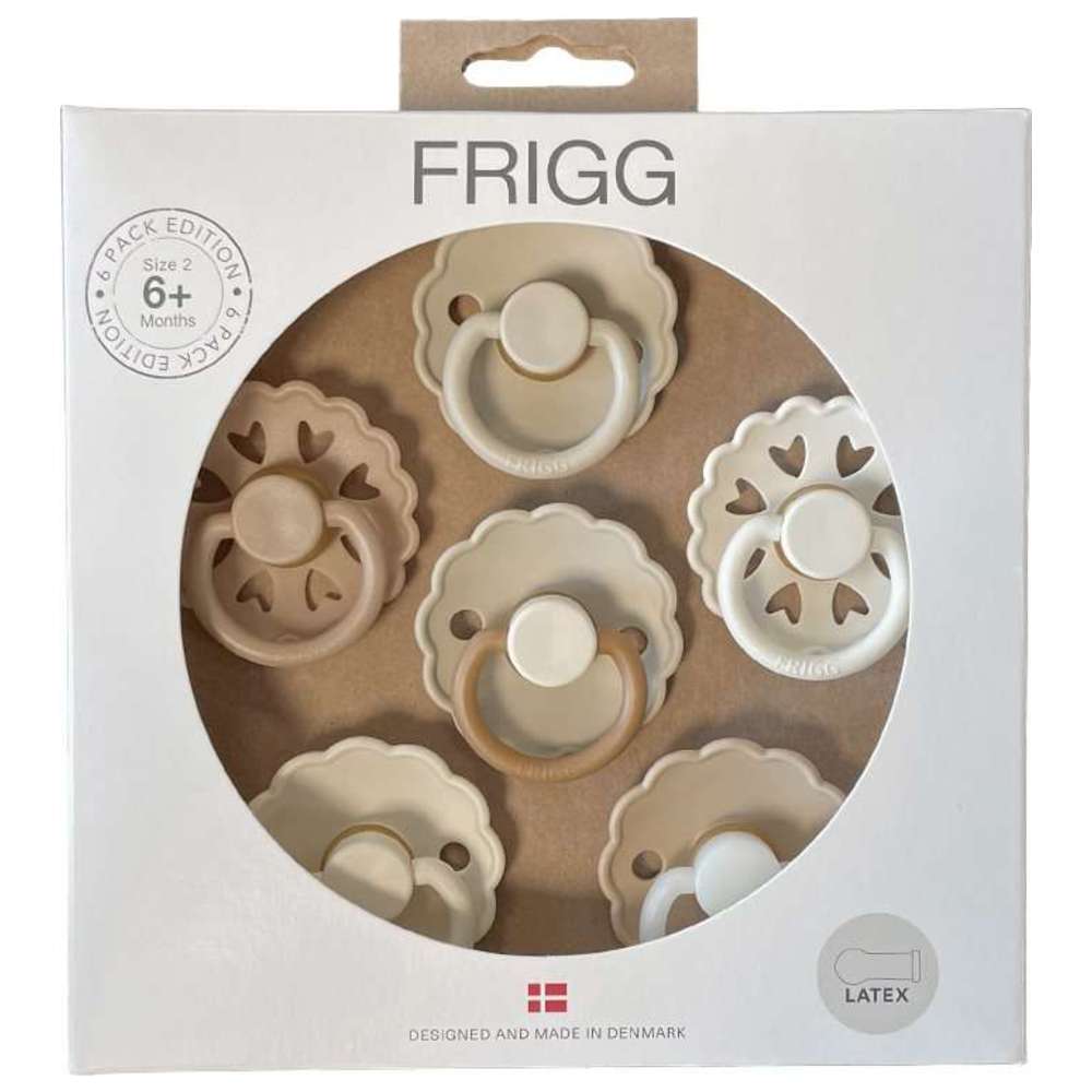 Frigg - Round Latex Baby Pacifier - 6-18M - S2 - Cinnamon Charm - 6 Pcs