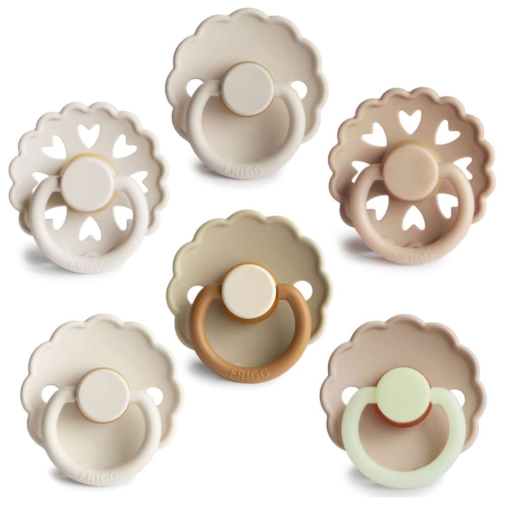 Frigg - Round Latex Baby Pacifier - 6-18M - S2 - Cinnamon Charm - 6 Pcs