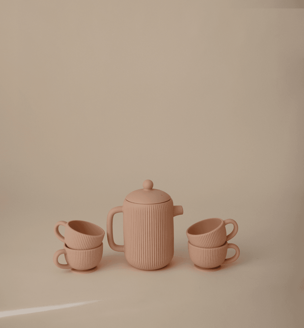 Mushie - Silicone Tea Play Set - Blush - 4 Pcs