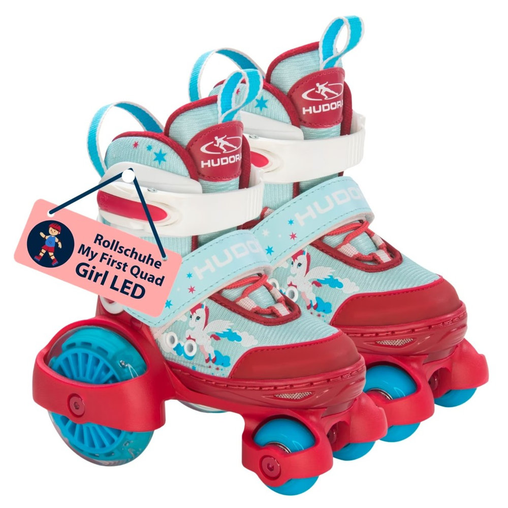 Hudora - Girl's My First Quad LED Roller Skates - Red