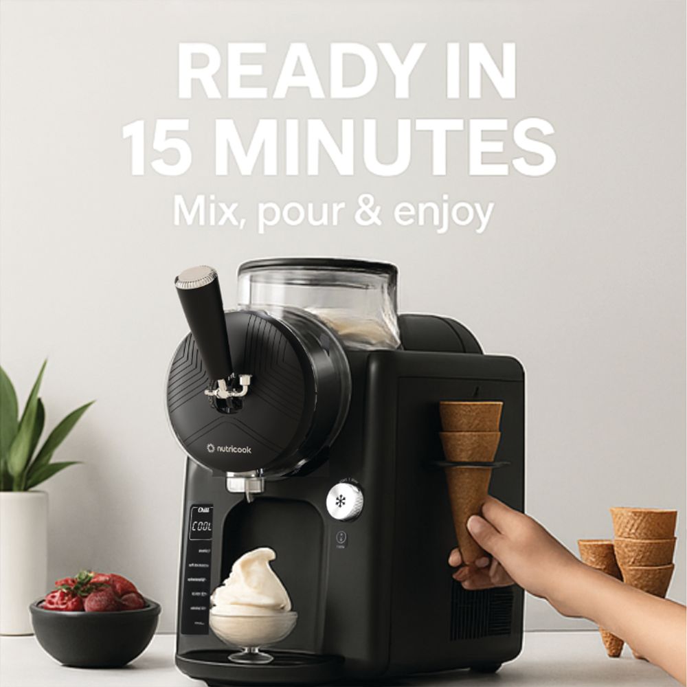 Nutricook Ice Cream Maker 1.8L, No Pre-Freezing, 150W - Black