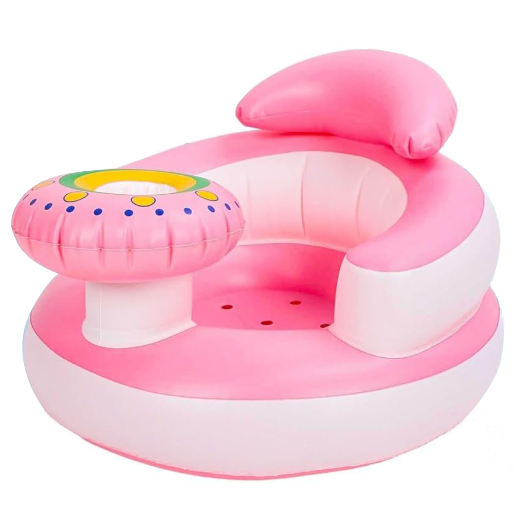 UKR - Inflatable Swim Float Chair Bottle Holder with Headrest - Pink