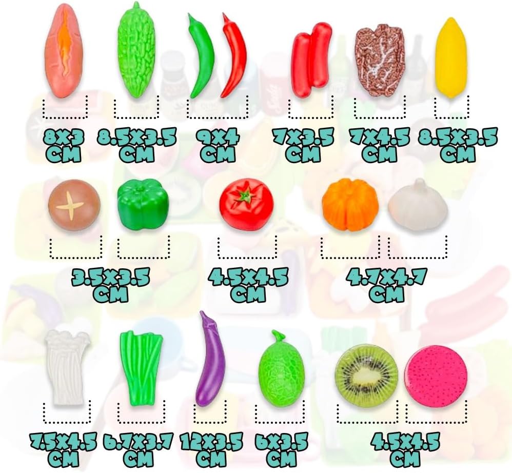 Ukr - Plastic Fruit & Vegetables Pretend Play Set - Multicolor - 100 Pcs