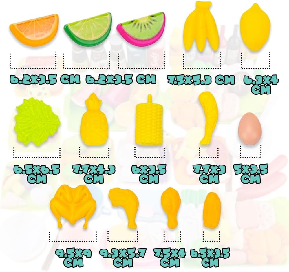 Ukr - Plastic Fruit & Vegetables Pretend Play Set - Multicolor - 100 Pcs