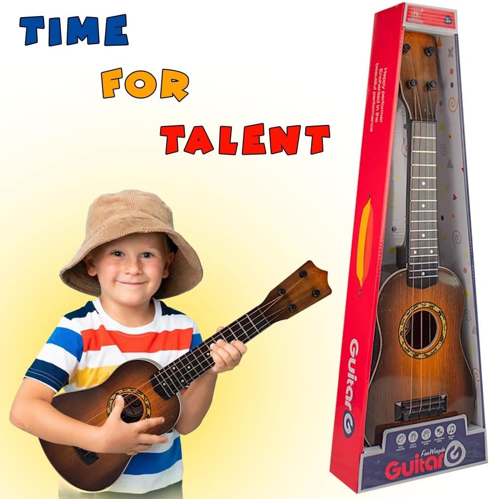 UKR - Kids 4 String Angle Wood Guitar - Brown - 23-Inch