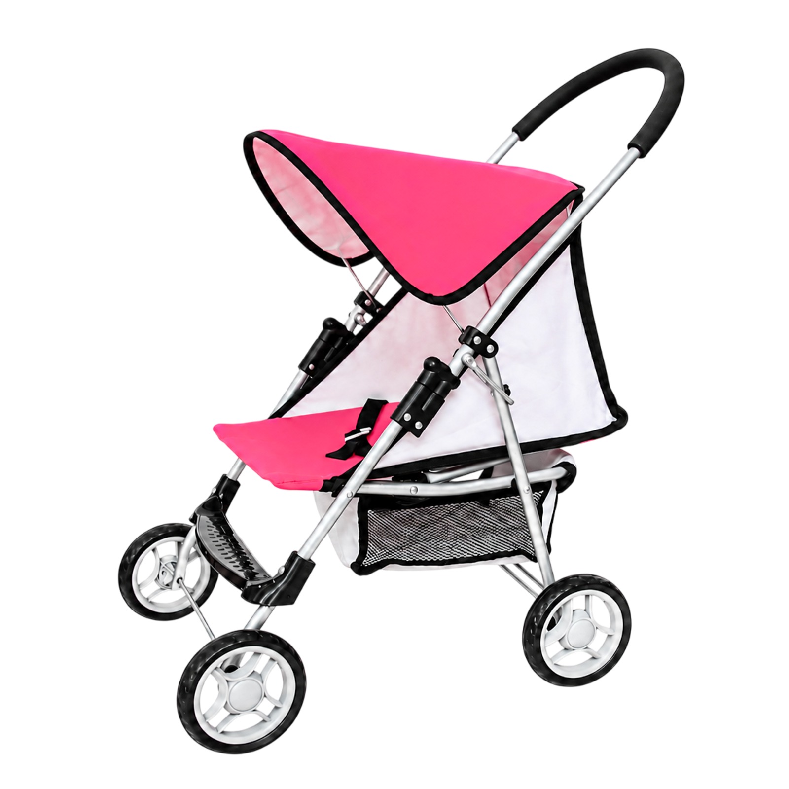 UKR - Doll Stroller With Sun Canopy And Storage Basket - Pink
