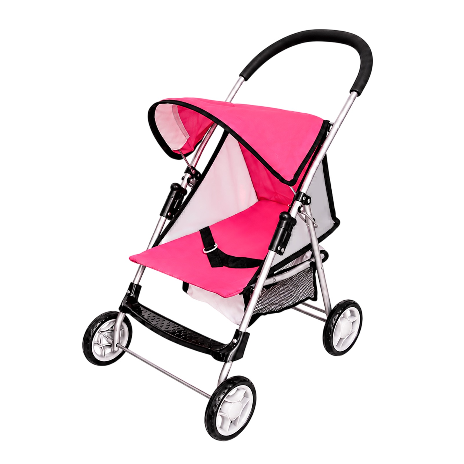 UKR - Doll Stroller With Sun Canopy And Storage Basket - Pink