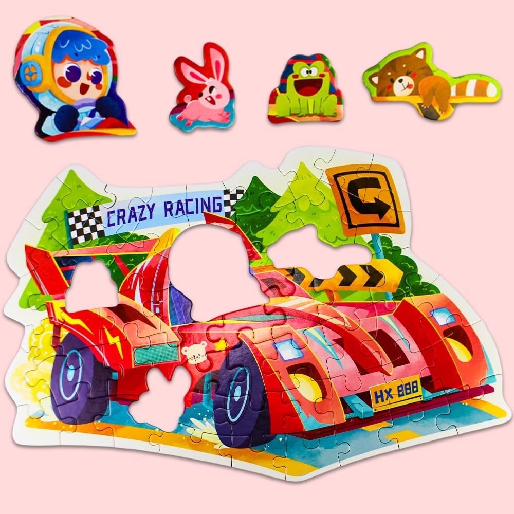 UKR - Crazy Racing Floor Puzzle With Storage Tote - 55 Pcs