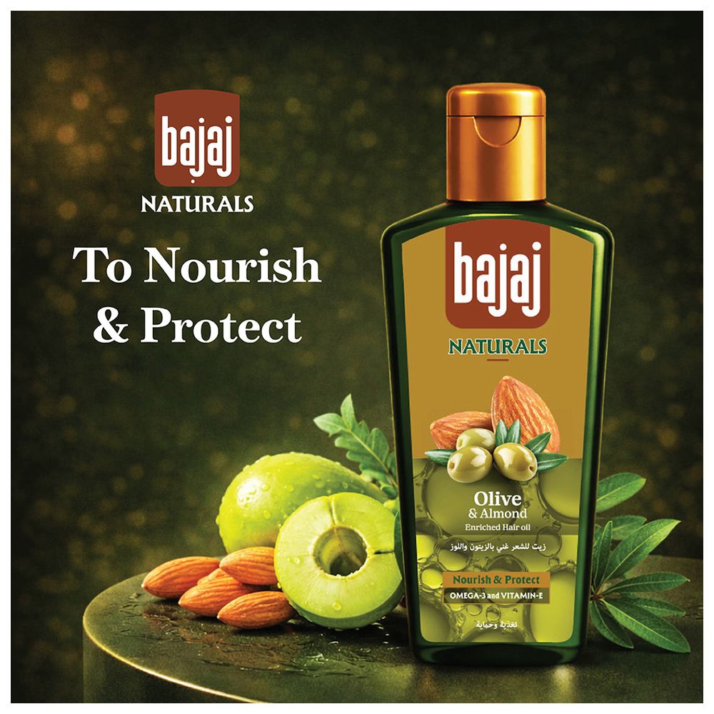 Bajaj Naturals - Hair Nourishment & Protection Olive & Almond Hair Oil - 300 ml