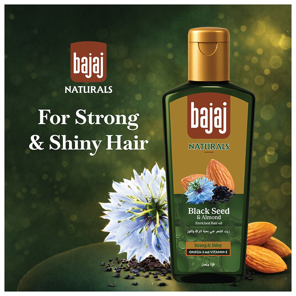 Bajaj Naturals - Strong & Shiny Hair Black Seed & Almond Hair Oil - 300 ml