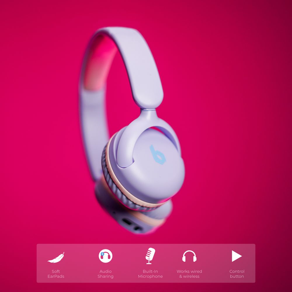 Blupebble - Kids Pulse Audio KD80 Wireless Headphones - Purple