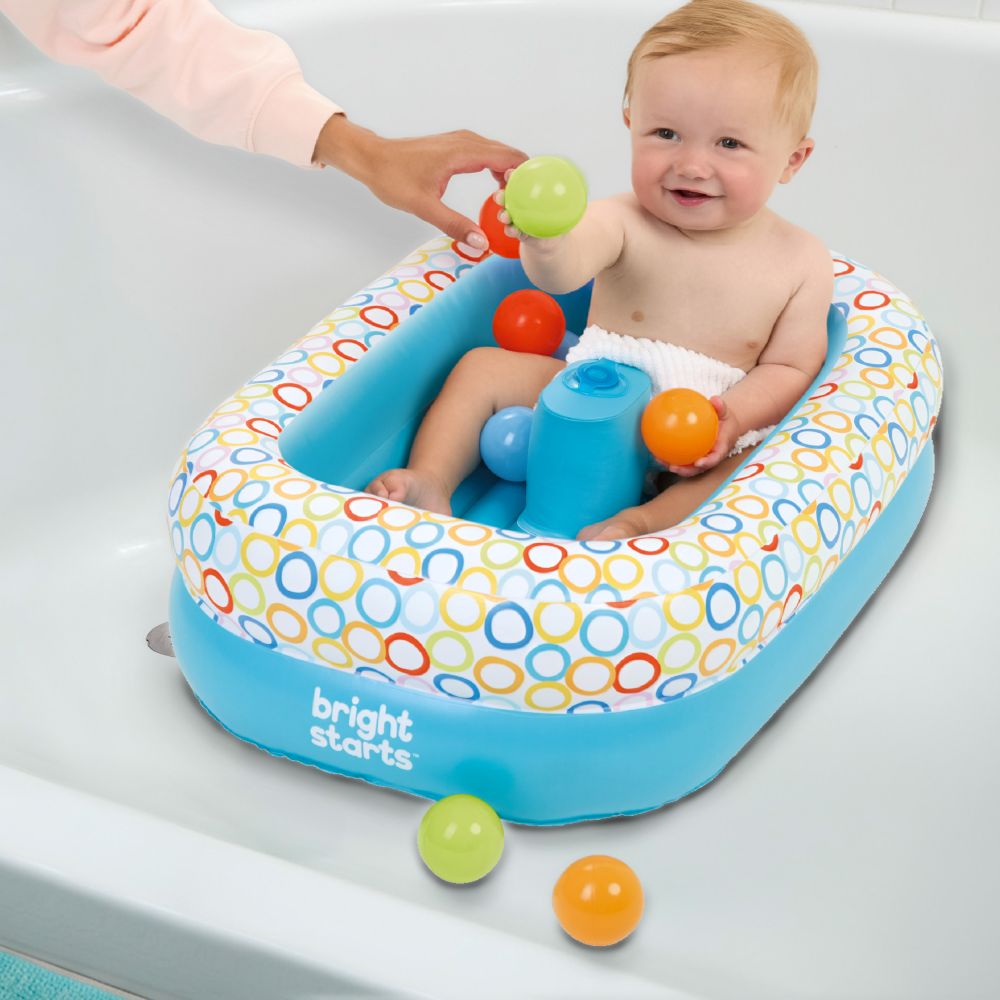 Bright Starts - 2-In-1 Bathe & Giggle Inflatable Tub & Ball Pit - Blue
