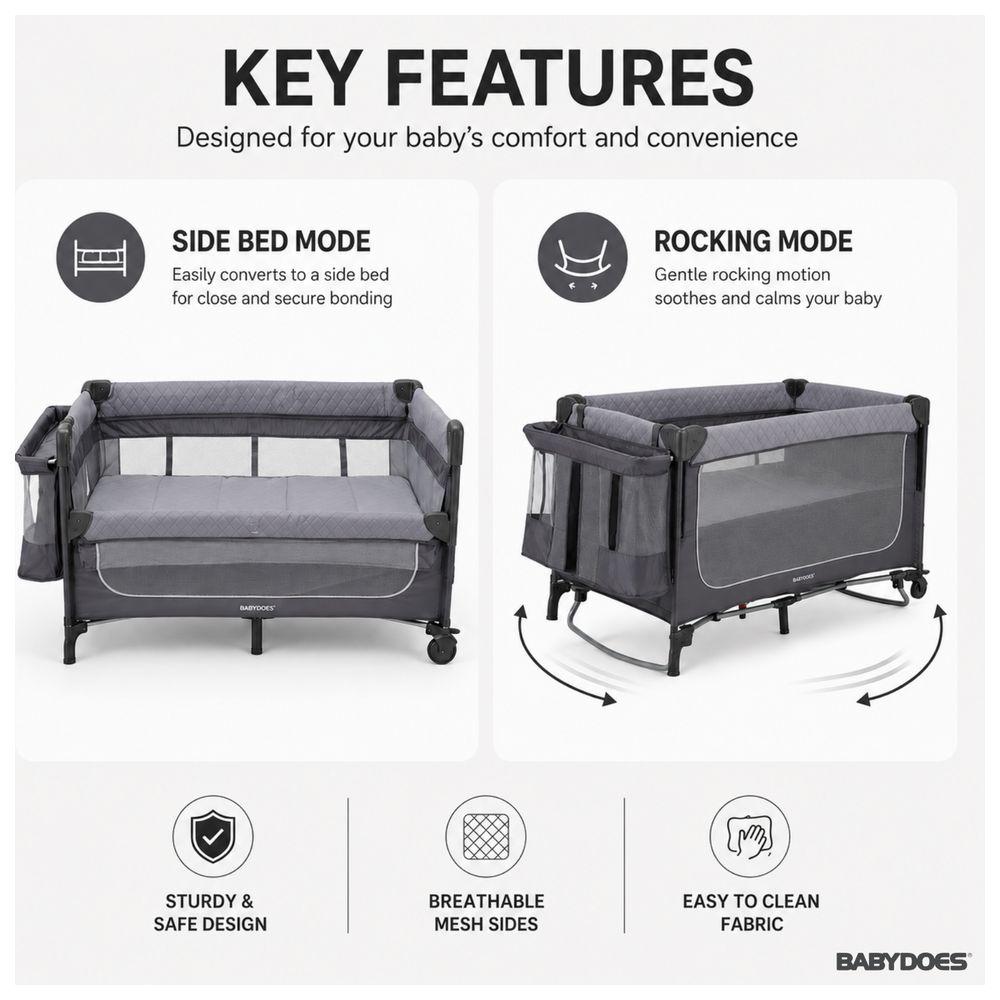 Babydoes - Easyfold Auto 3-In-1 Baby Crib