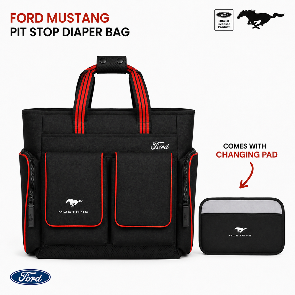 Mustang - Pit Stop Deluxe Diaper Bag With Changing Mat - Black