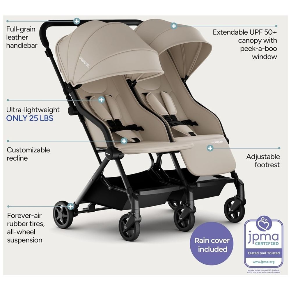 Mompush Lithe Double Lightweight Side by Side Stroller