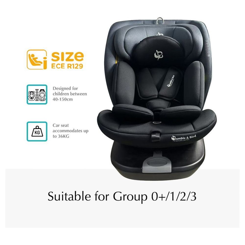 Bumble & Bird - 360° Rotating ISOFIX All-in-One Car Seat – Grey