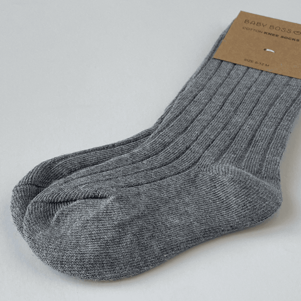 Baby Boss Cotton Knee Socks - Dark Grey