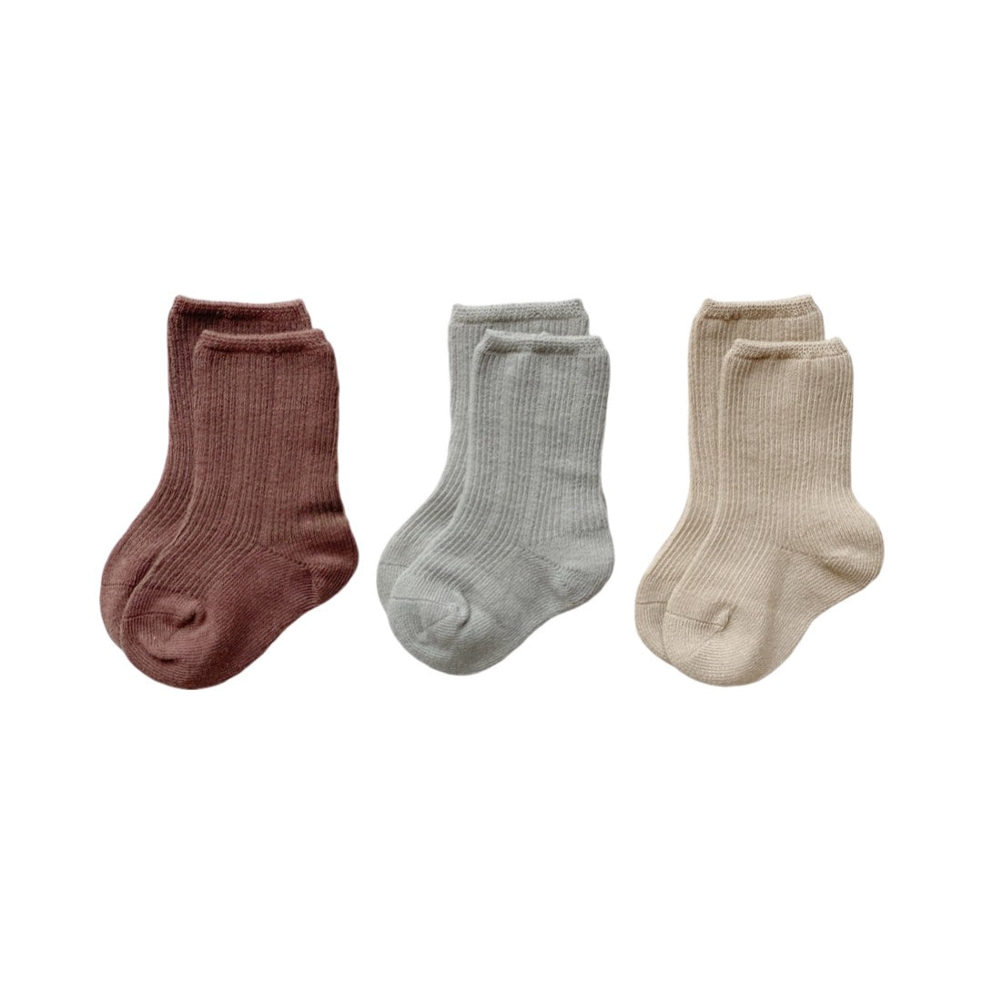 Baby Boss Kids Cotton Socks Brown/Grey/Beige - 3 Pcs