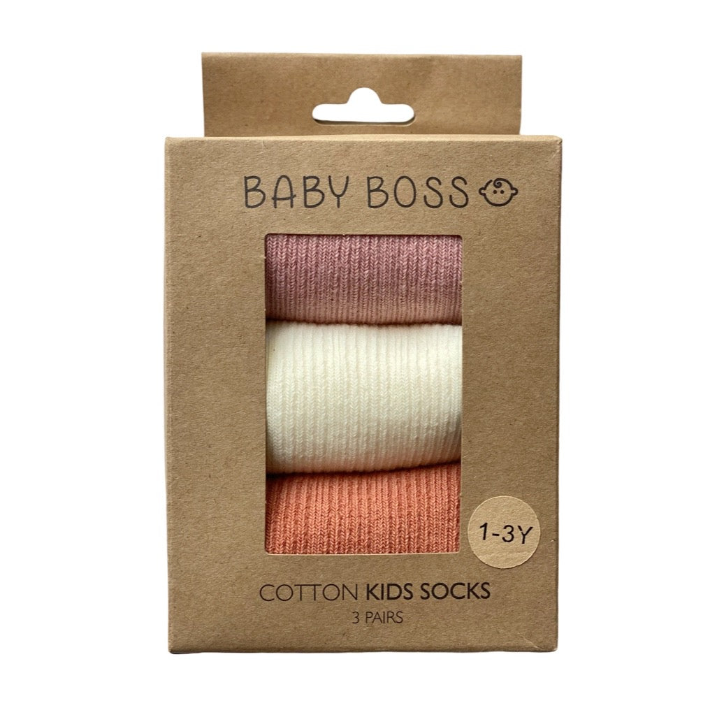 Baby Boss Kids Cotton Socks Pink/White/Red - 3 Pcs